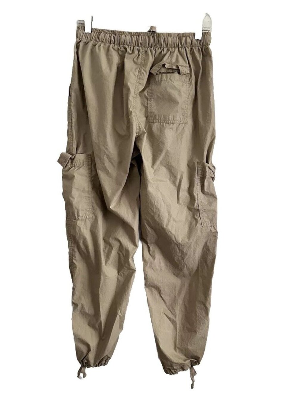 Khaki Cargo Pants Drawstring Waist Elastic Cuffs Adj Fit 5 Pockets Size Small - Picture 3 of 7